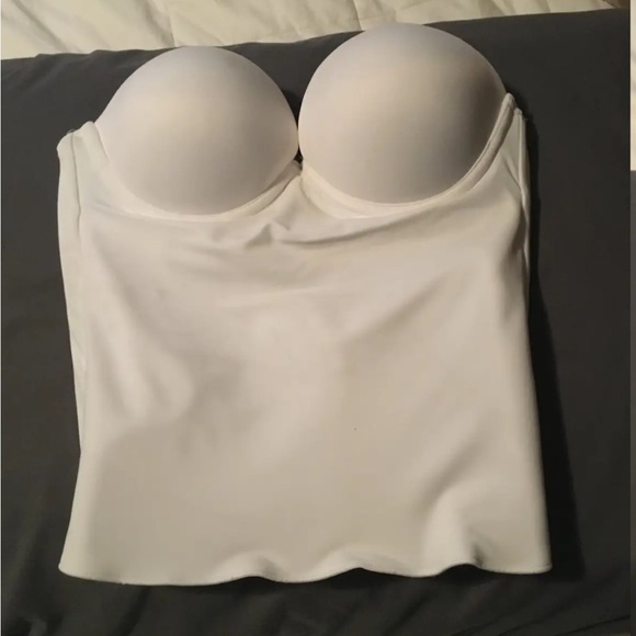 David's Bridal Lace Strapless Wedding Gown in the color “Ivory”. - Picture 15 of 16